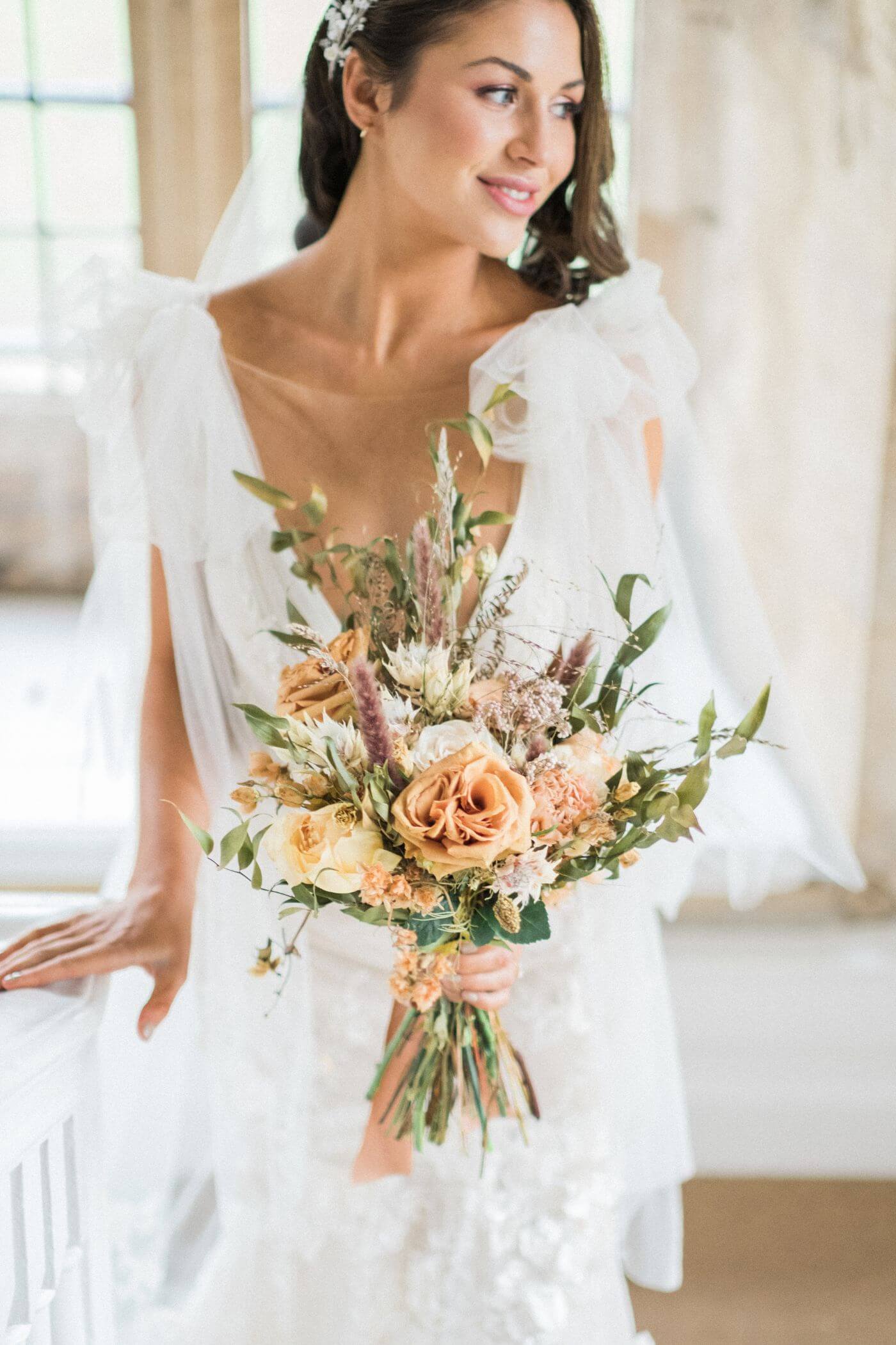 Bridal portrait captured during golden hour