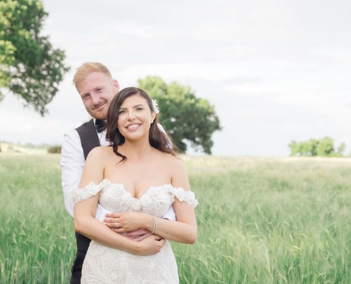 Couple portraits in golden hour, natural wedding photographer UK