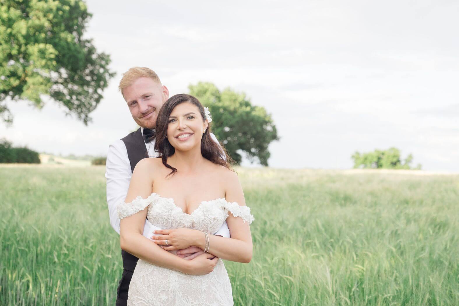 Bride and groom on their wedding day