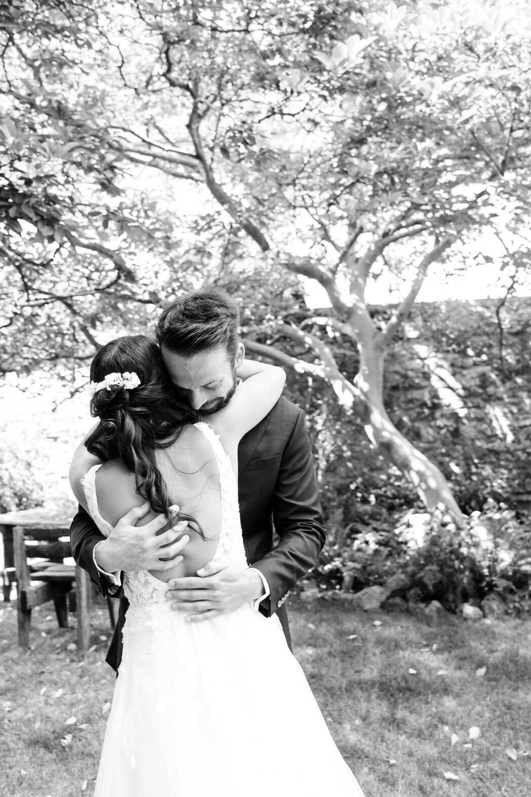 Groom seeing the bride for the first time