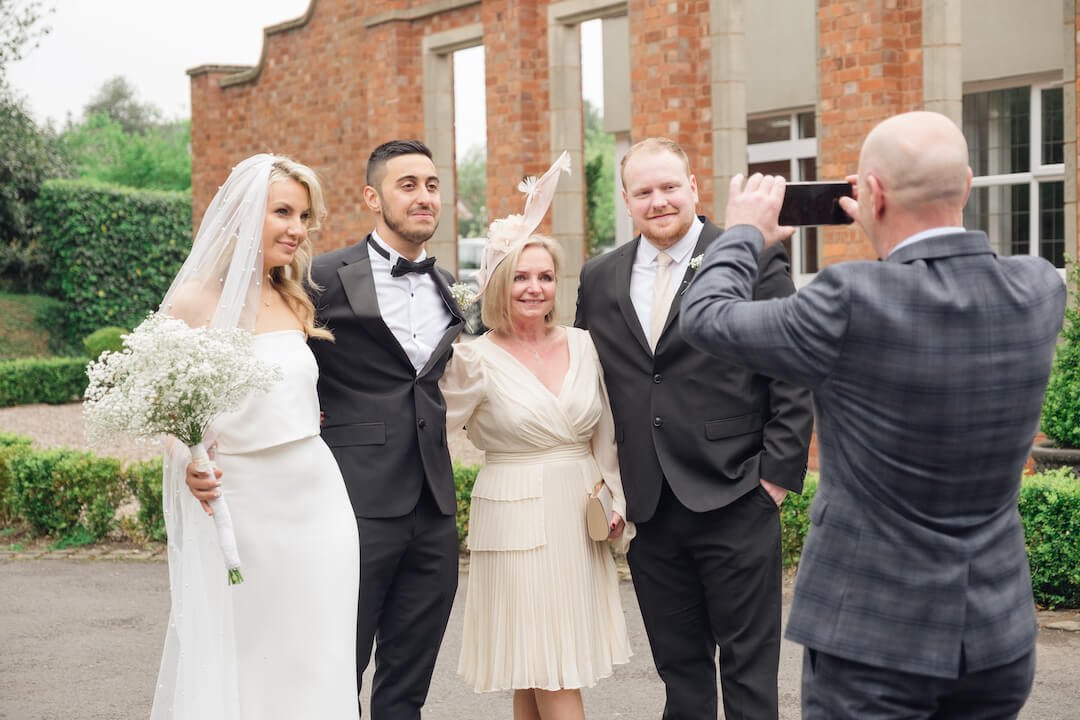 Confetti shot at the fountain wall — Pendrell Hall wedding