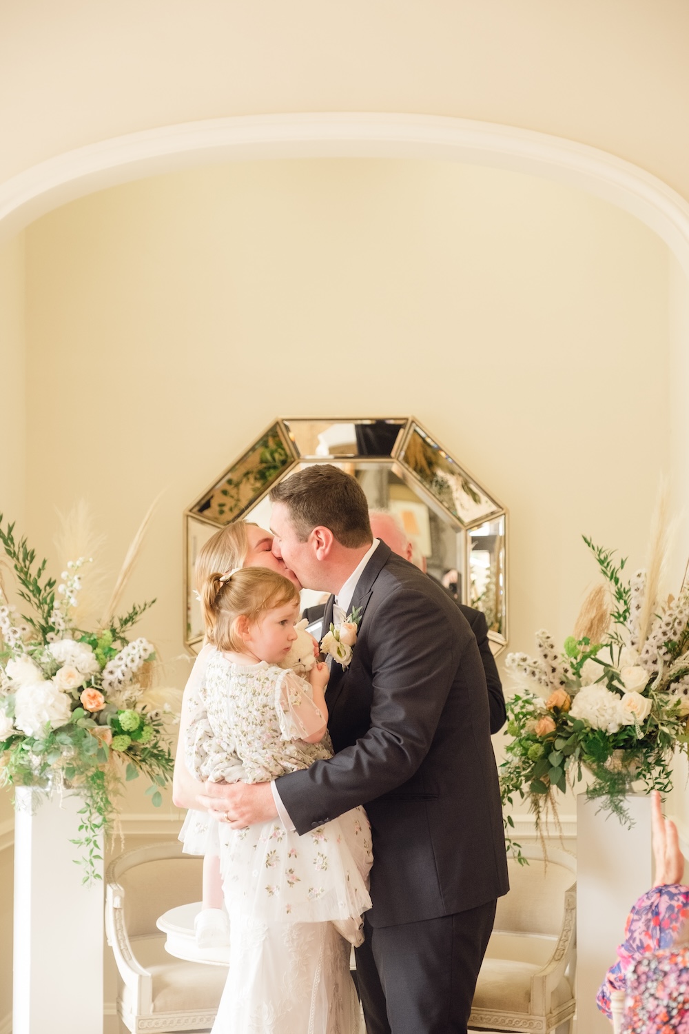 Bride and groom during the ceremony at Alrewas Hayes