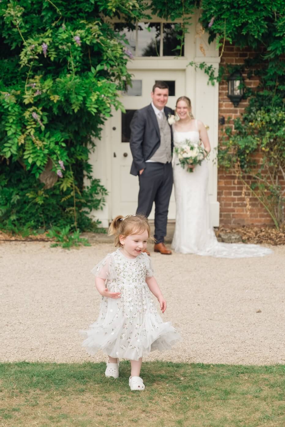 Bride and groom at Alrewas Hayes