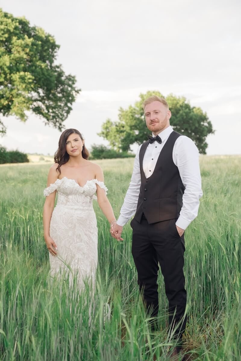 Fashion forward black tie wedding styling