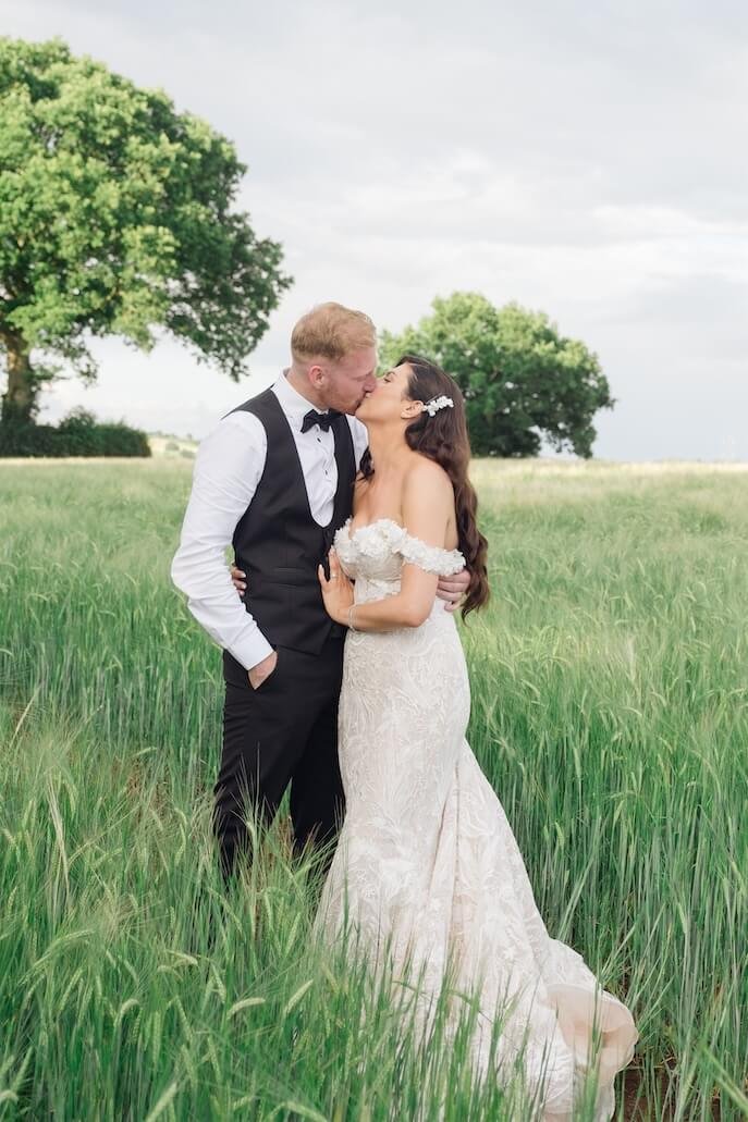 Formal wedding portrait in black tie attire