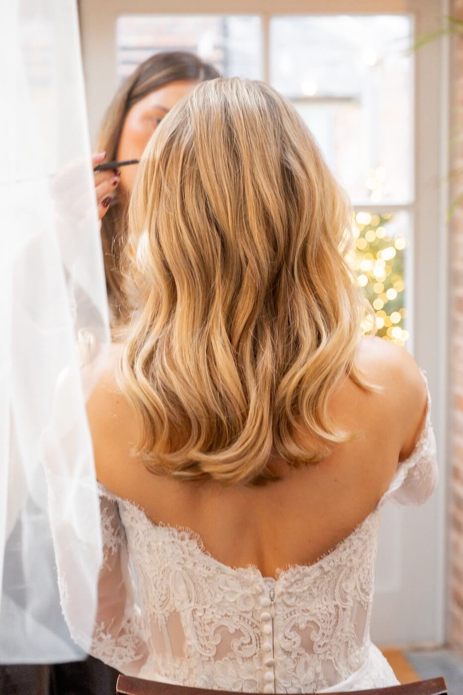 Bride's hair from behind at Grange Wedding Barn Cheshire