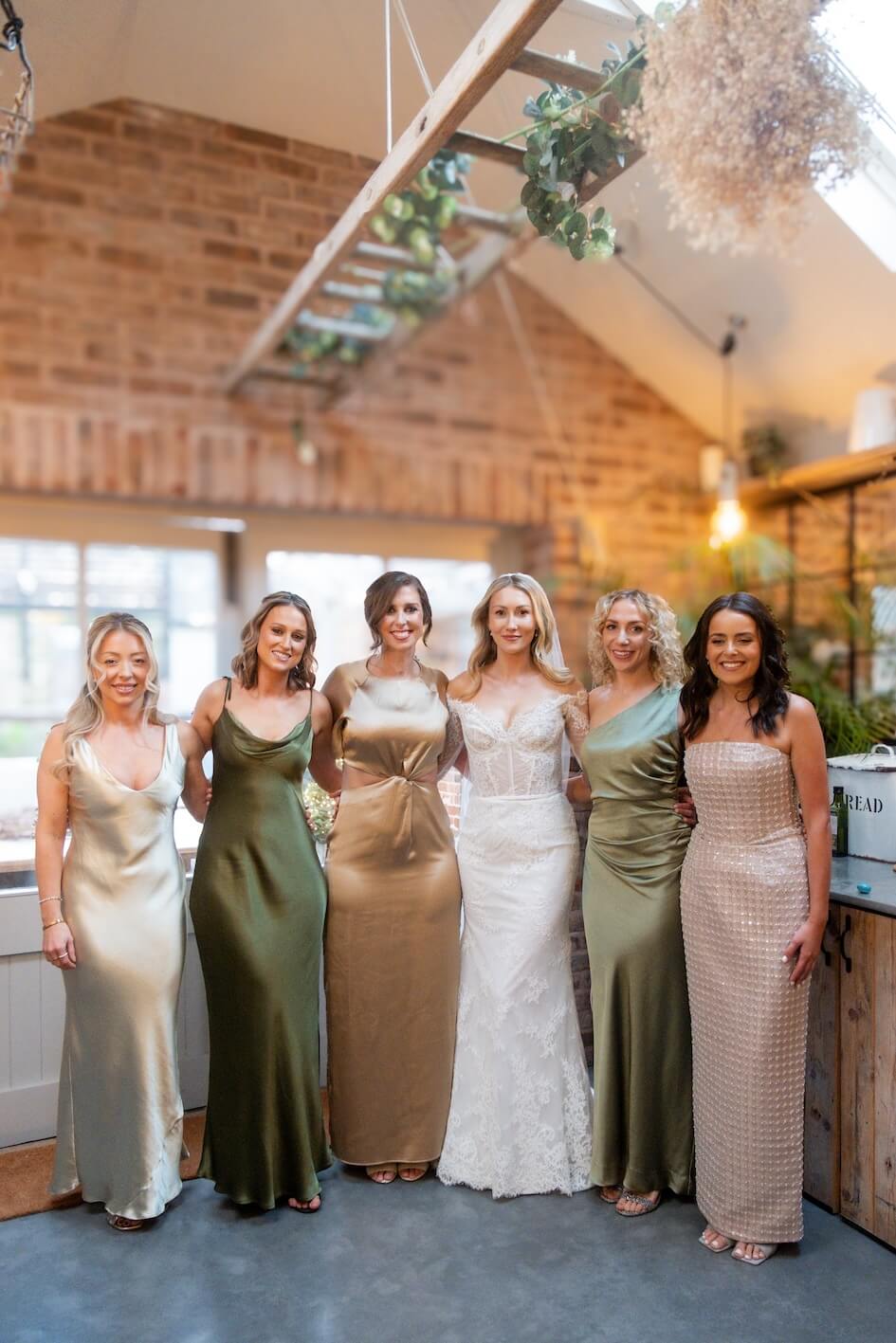Bride with her bridal party at Grange Wedding Barn Cheshire