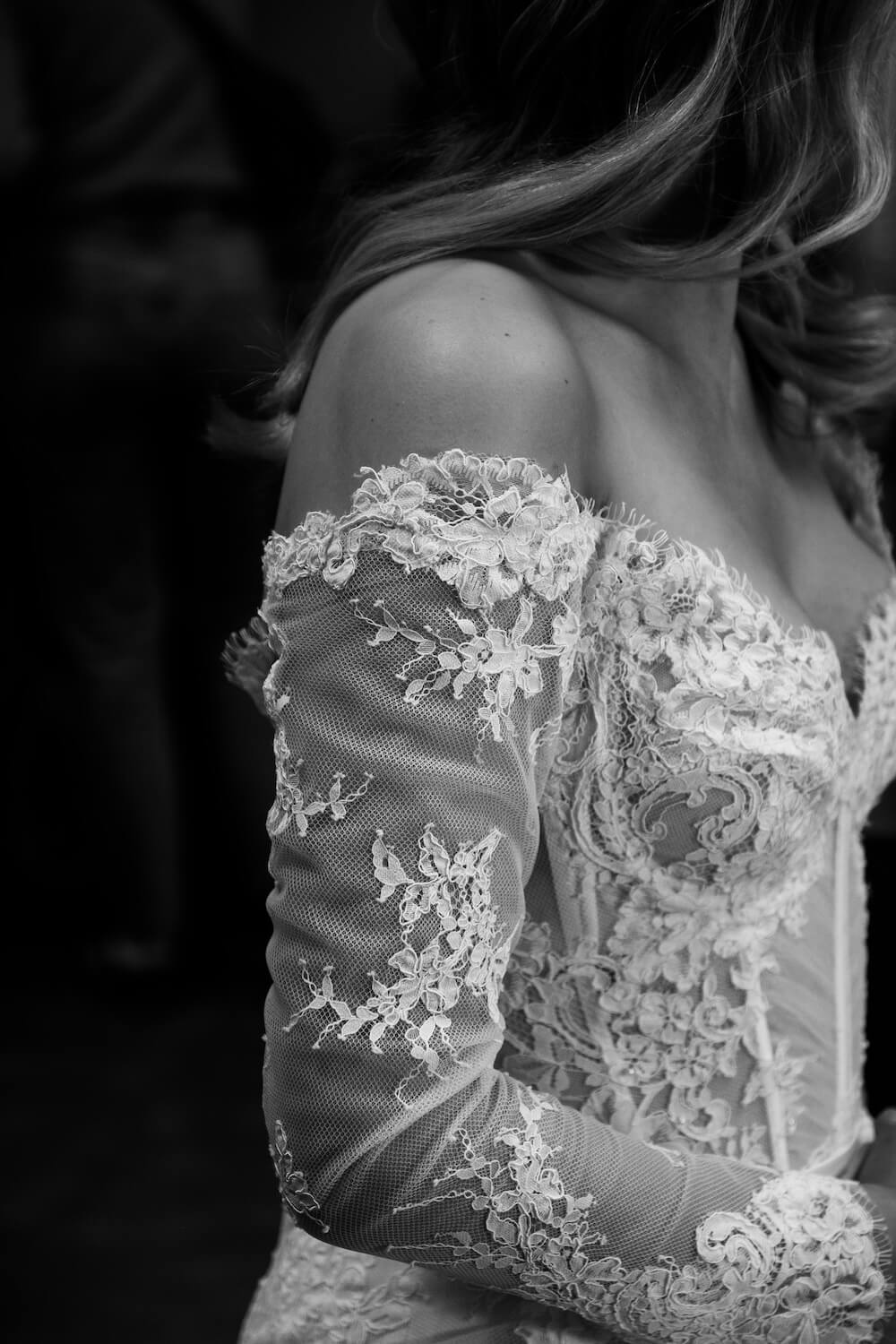 Wedding dress detail at Grange Wedding Barn Cheshire