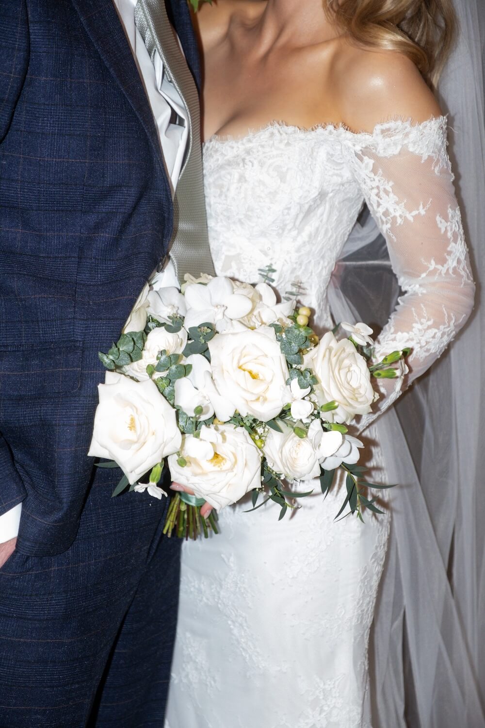Stylish bride and groom portrait at Grange Wedding Barn Cheshire
