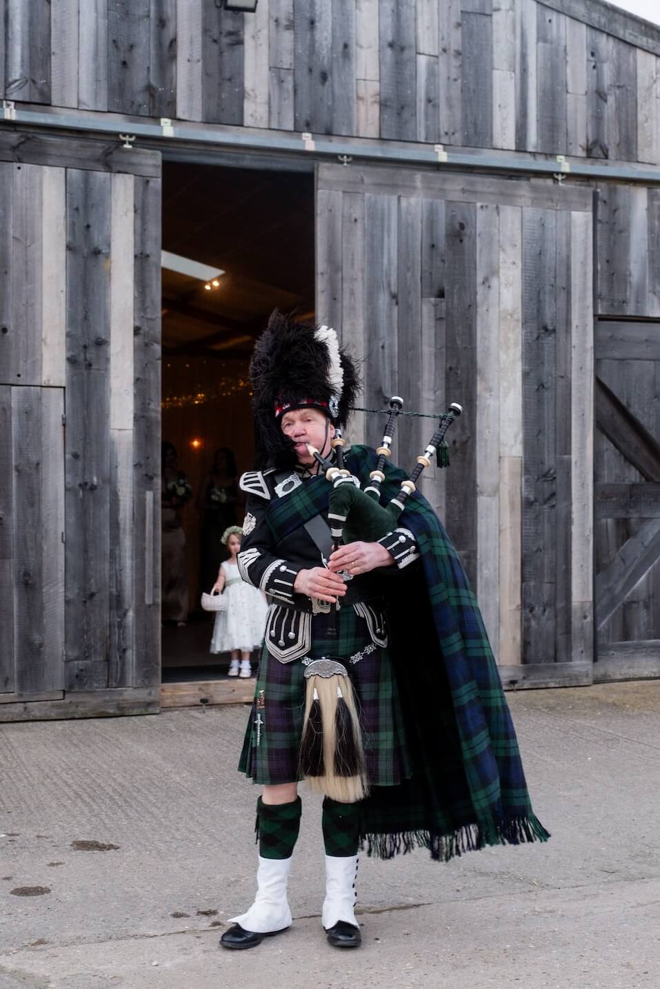 Bagpiper at Grange Wedding Barn Cheshire