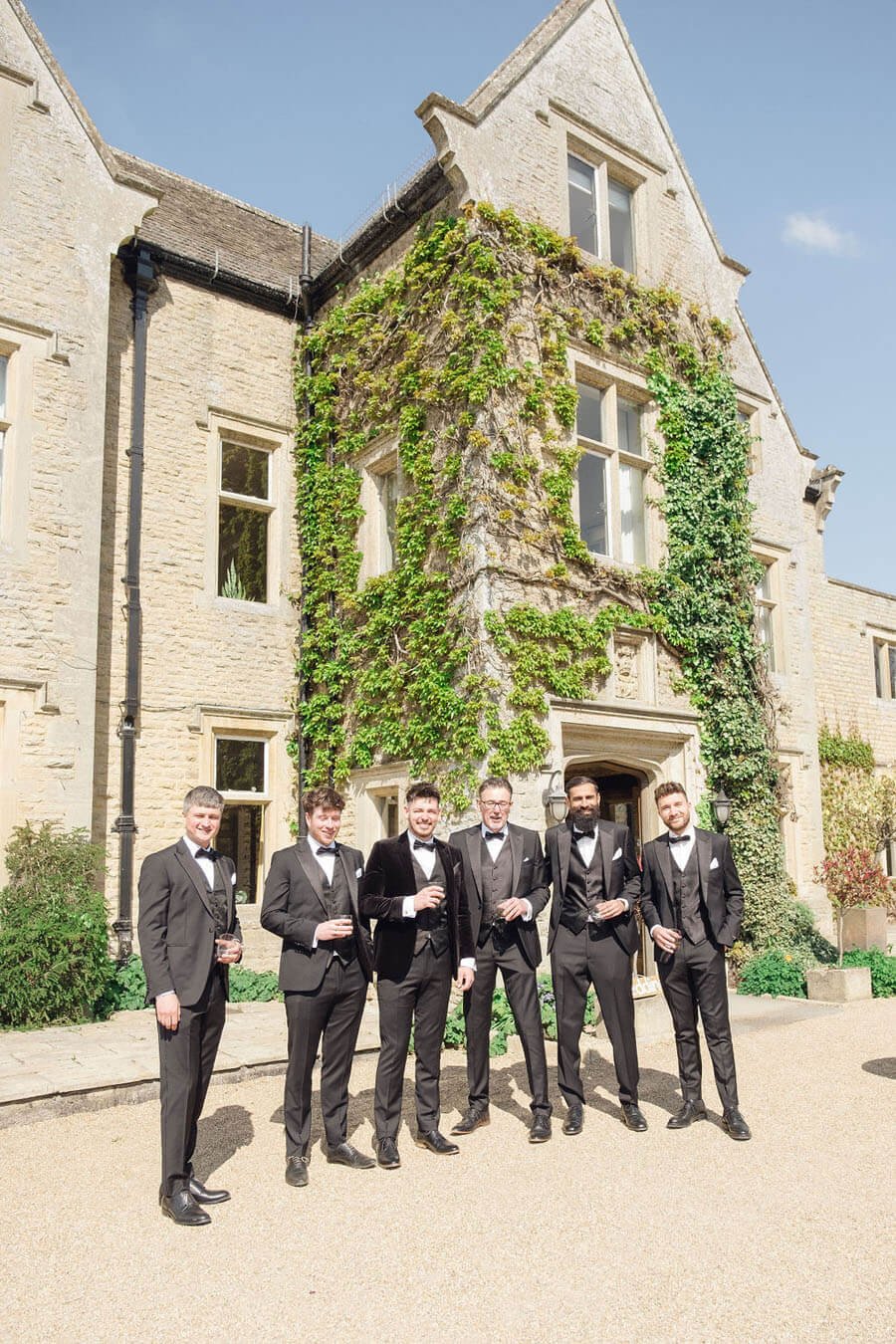 Groomsmen group before the ceremony at Hyde House
