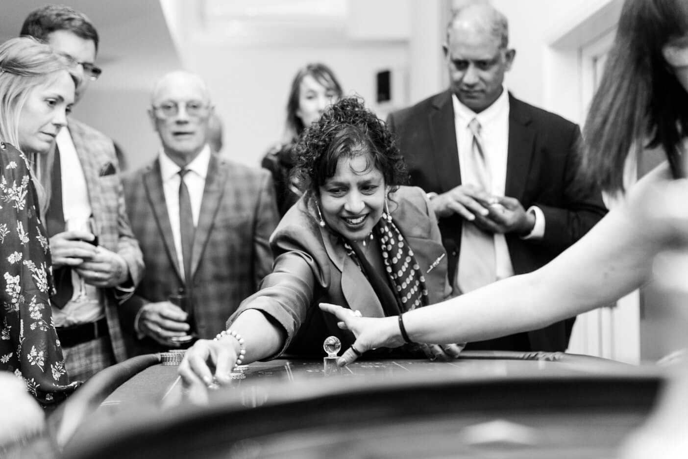 Guests playing roulette at the evening reception at Hyde House