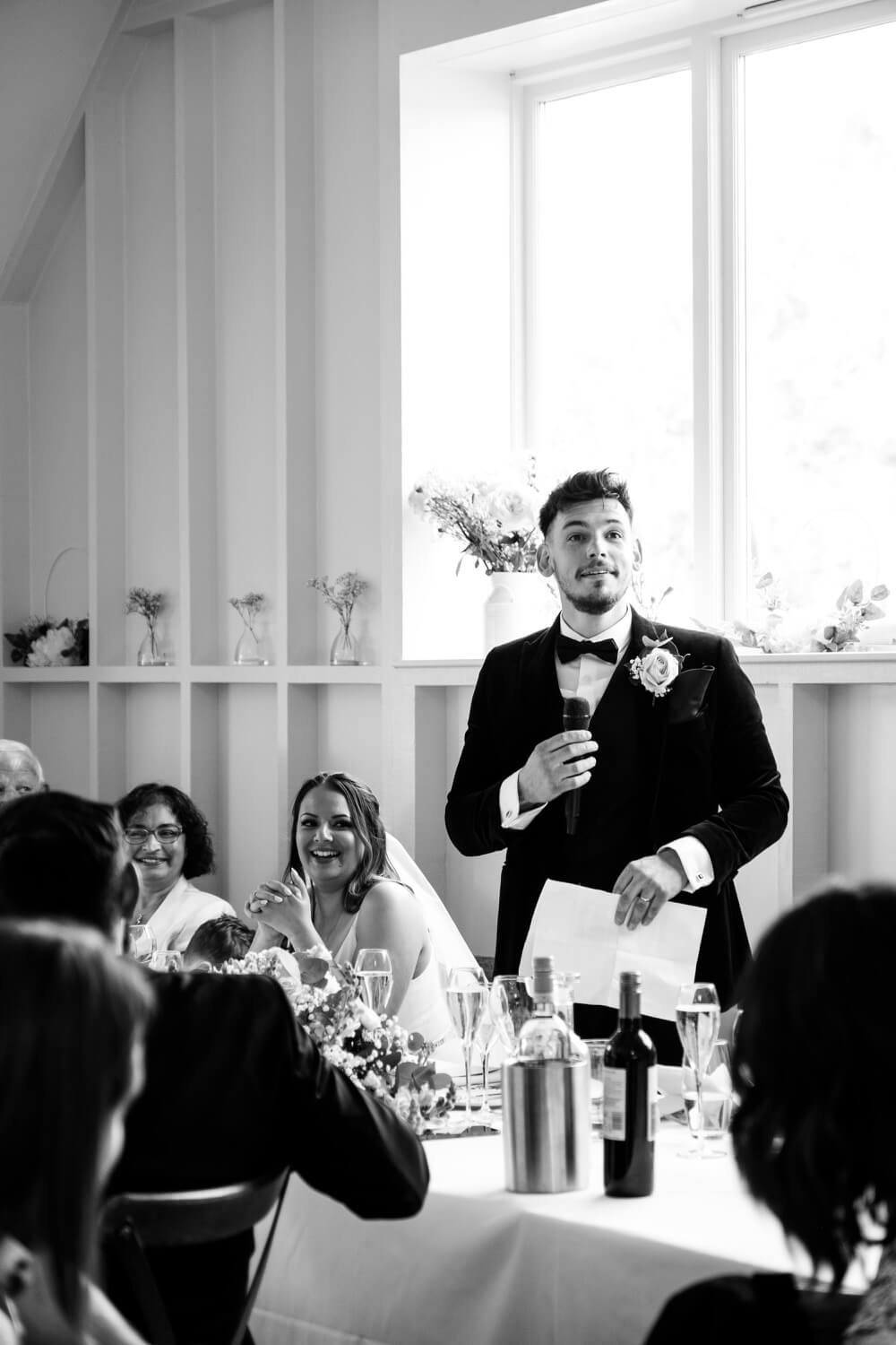 Groom during his wedding speech at Hyde House