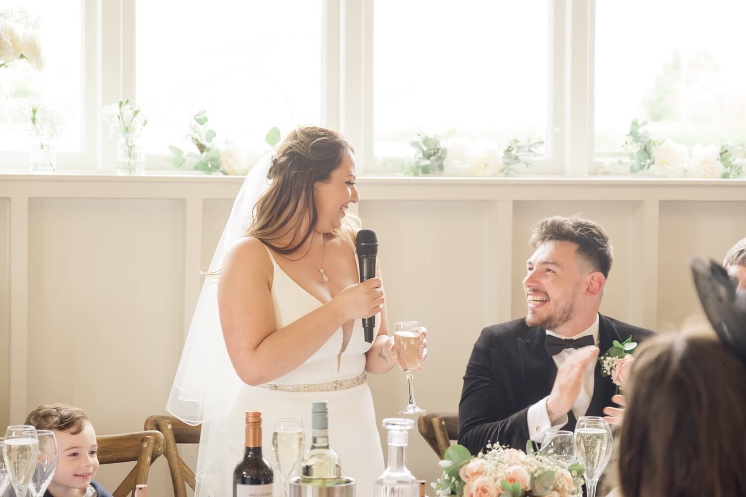 Bride giving her speech at Hyde House