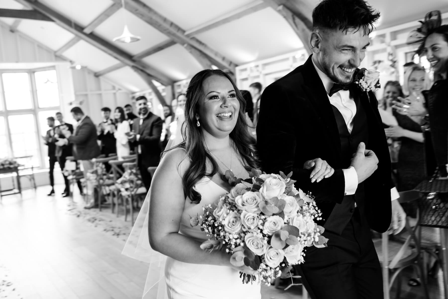 Black and white wedding ceremony at The Grange, Hyde House