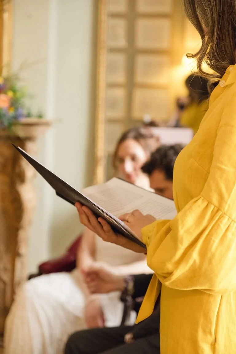 A reading during the ceremony, London micro wedding