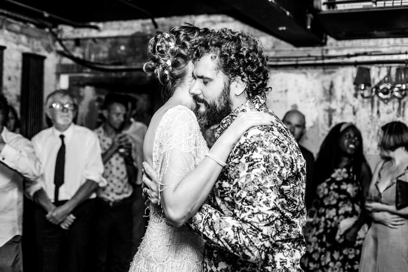 First dance at a London city micro wedding in the Cellars