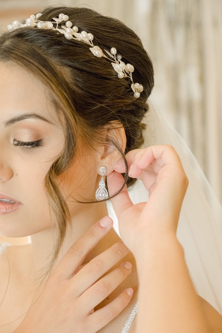 Wedding dress detail at Mythe Barn