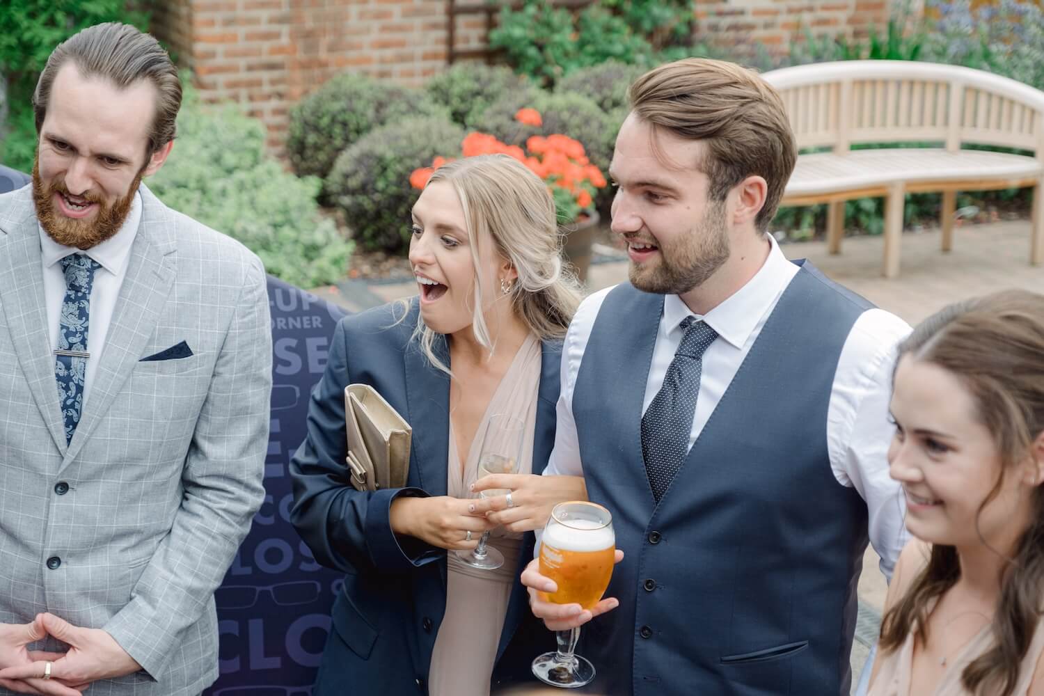 Guests watching the wedding magician at Mythe Barn