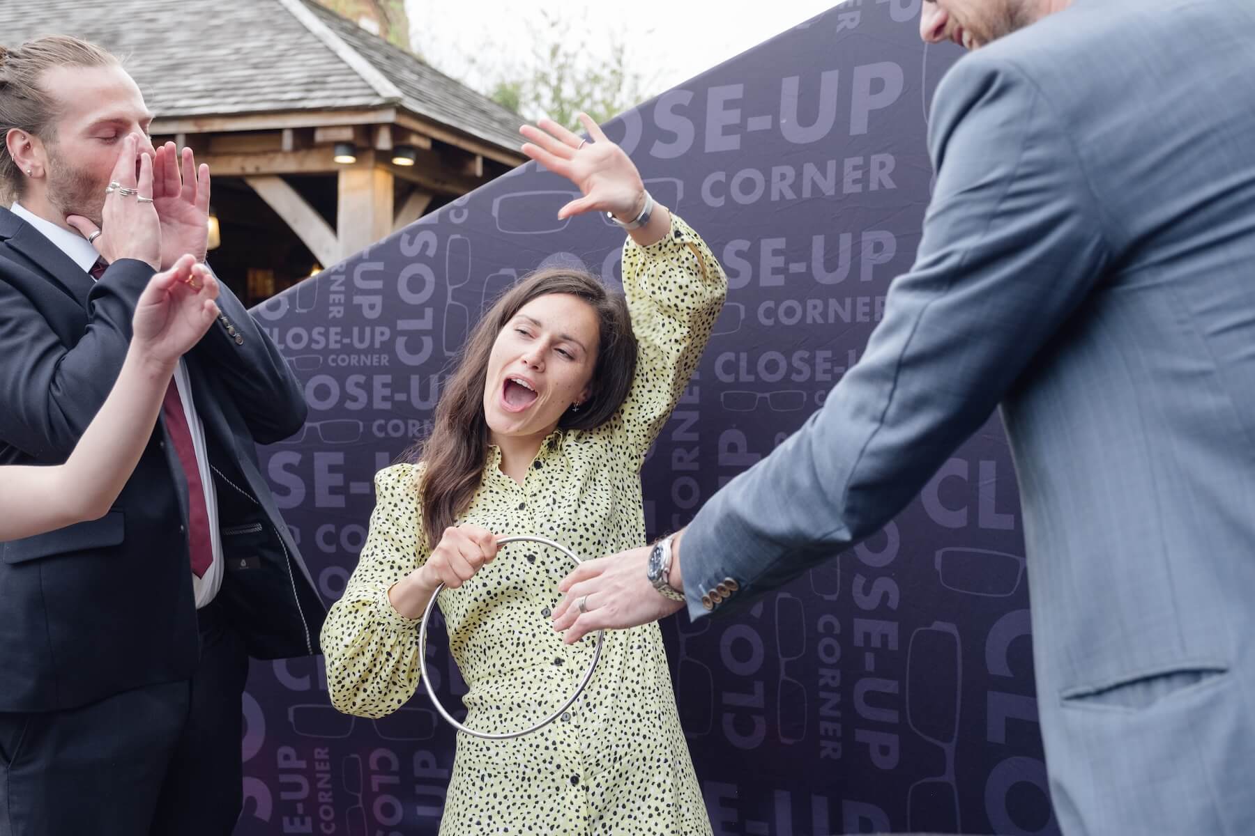 Dance floor moment at a Mythe Barn wedding