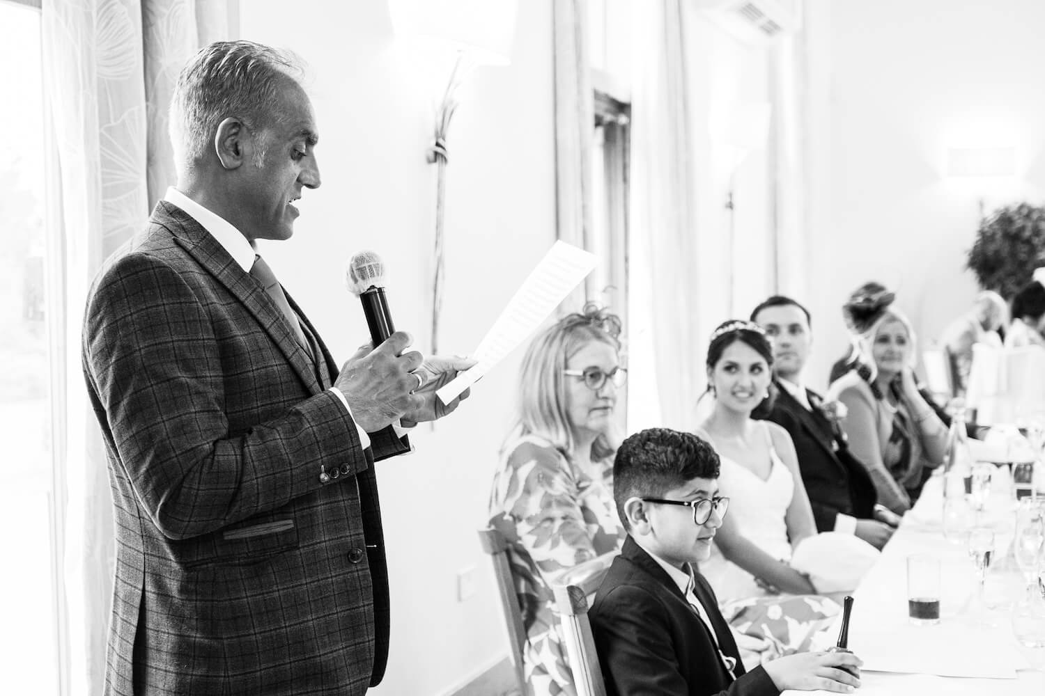 Wedding speech in the Grain Store at Mythe Barn
