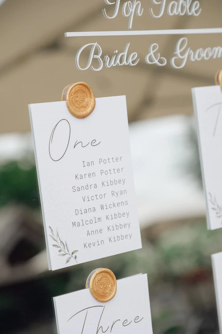 Wedding table plan at Stratton Court Barn