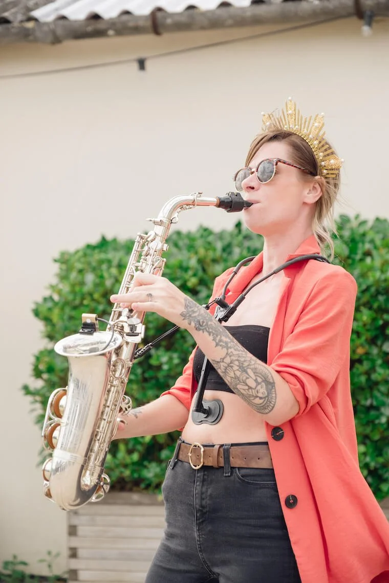 Saxophonist at a Stratton Court Barn wedding