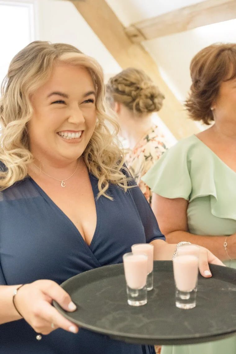 Bridesmaids with shots at Stratton Court Barn