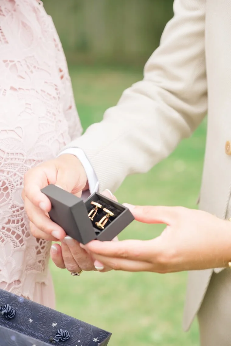 Groom's cufflinks at Stratton Court Barn