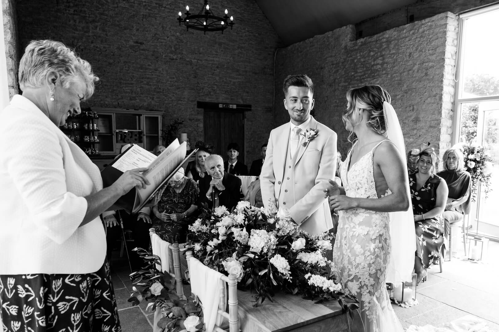 Stratton Court Barn wedding photography of a bride and groom