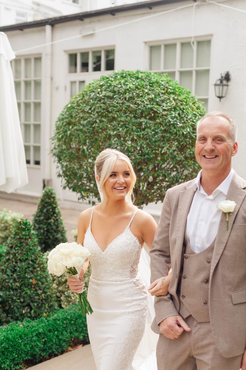 Bride and father of the bride at Warwick House