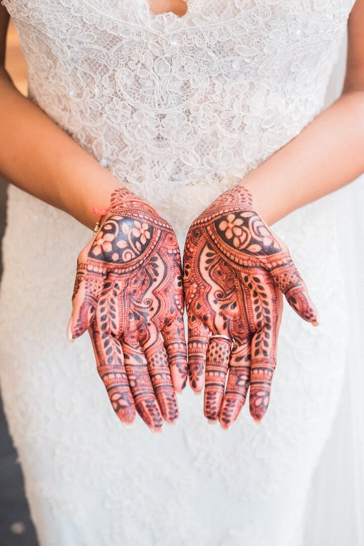 Henna detail on the bride's hand