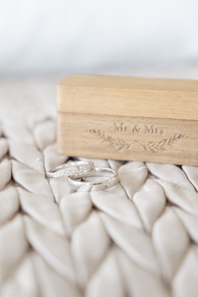 Wedding rings in their box, a classic wedding detail shot