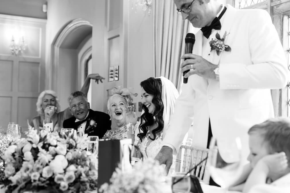 Speeches during the wedding breakfast at Weston Hall