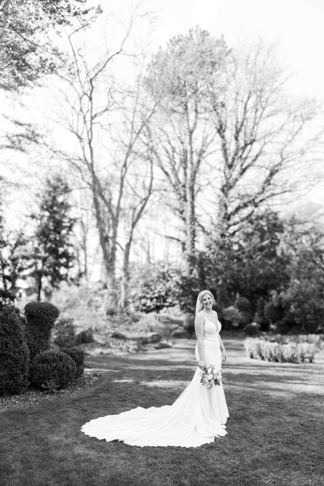 Black and white getting ready moment before the wedding ceremony