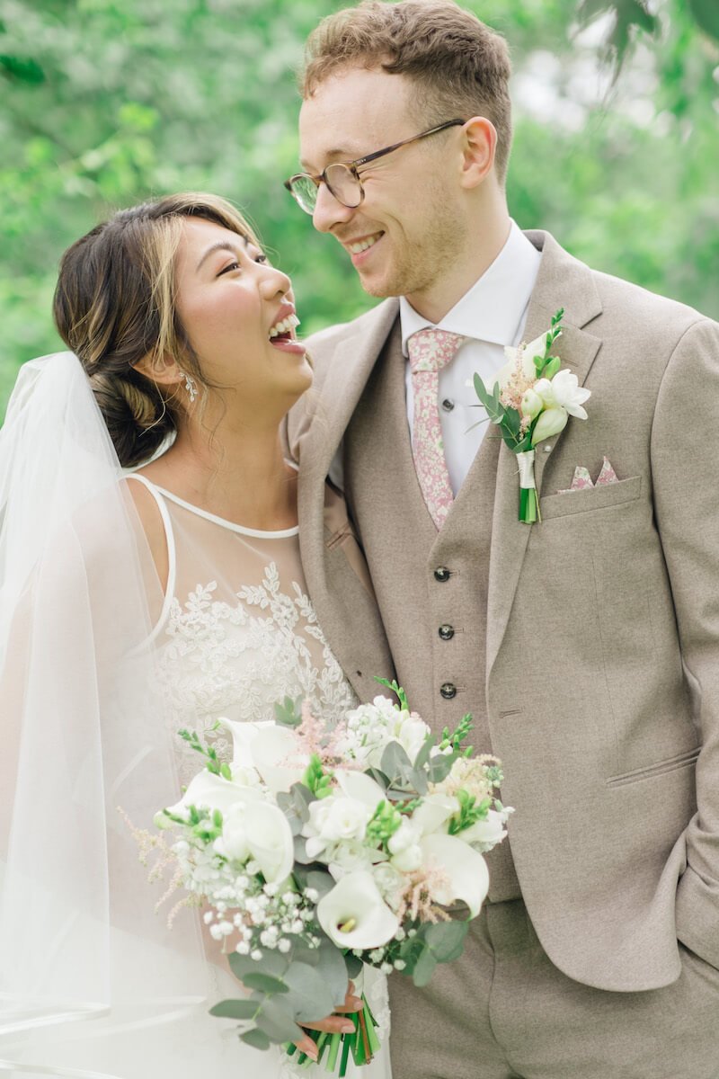 A wedding photographer at work during the day