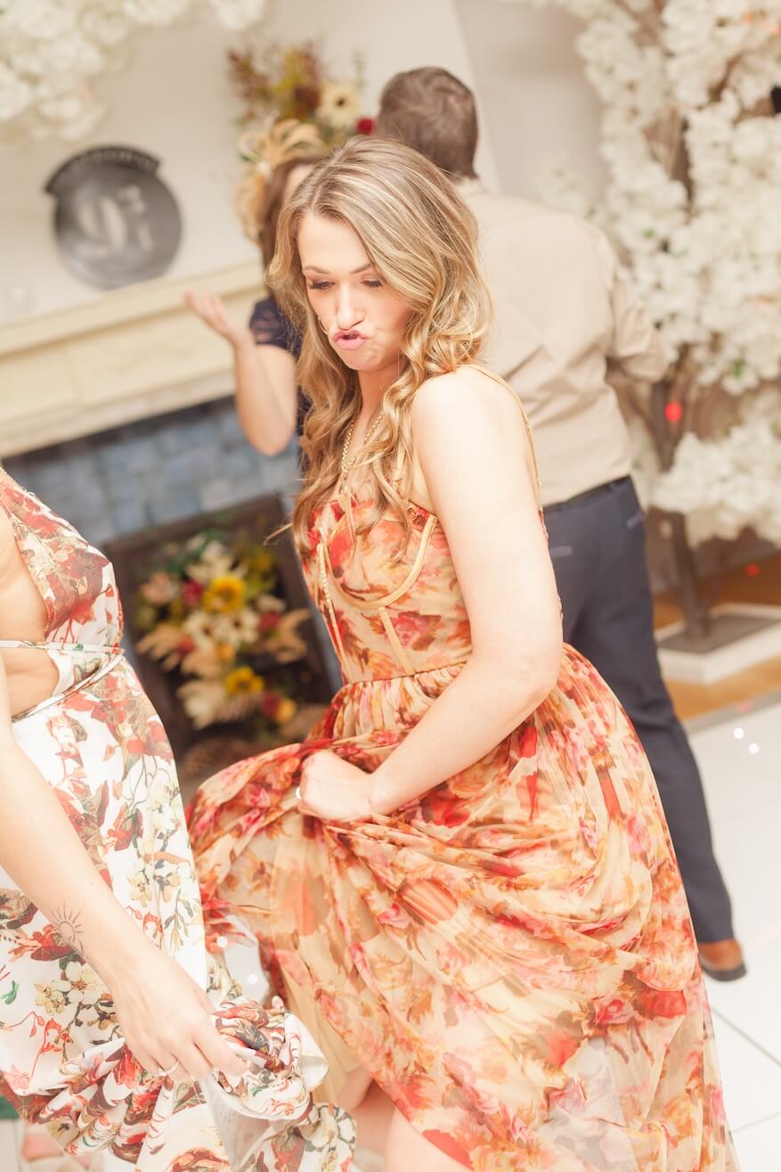 Guests dancing and celebrating in the evening