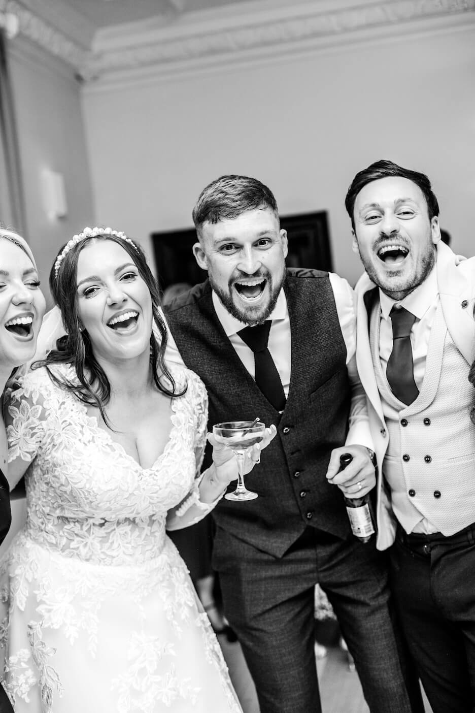 Bride and groom in the evening at Standon Hall