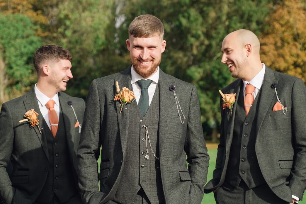 Groom with groomsmen at Standon Hall