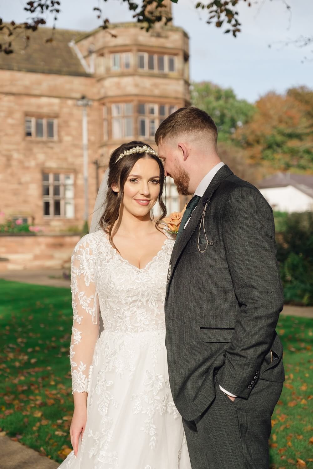 Bride and groom portrait at Standon Hall