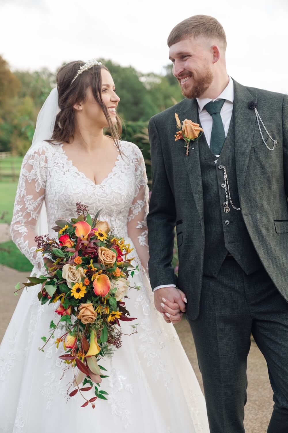 Bride and groom portrait at Standon Hall