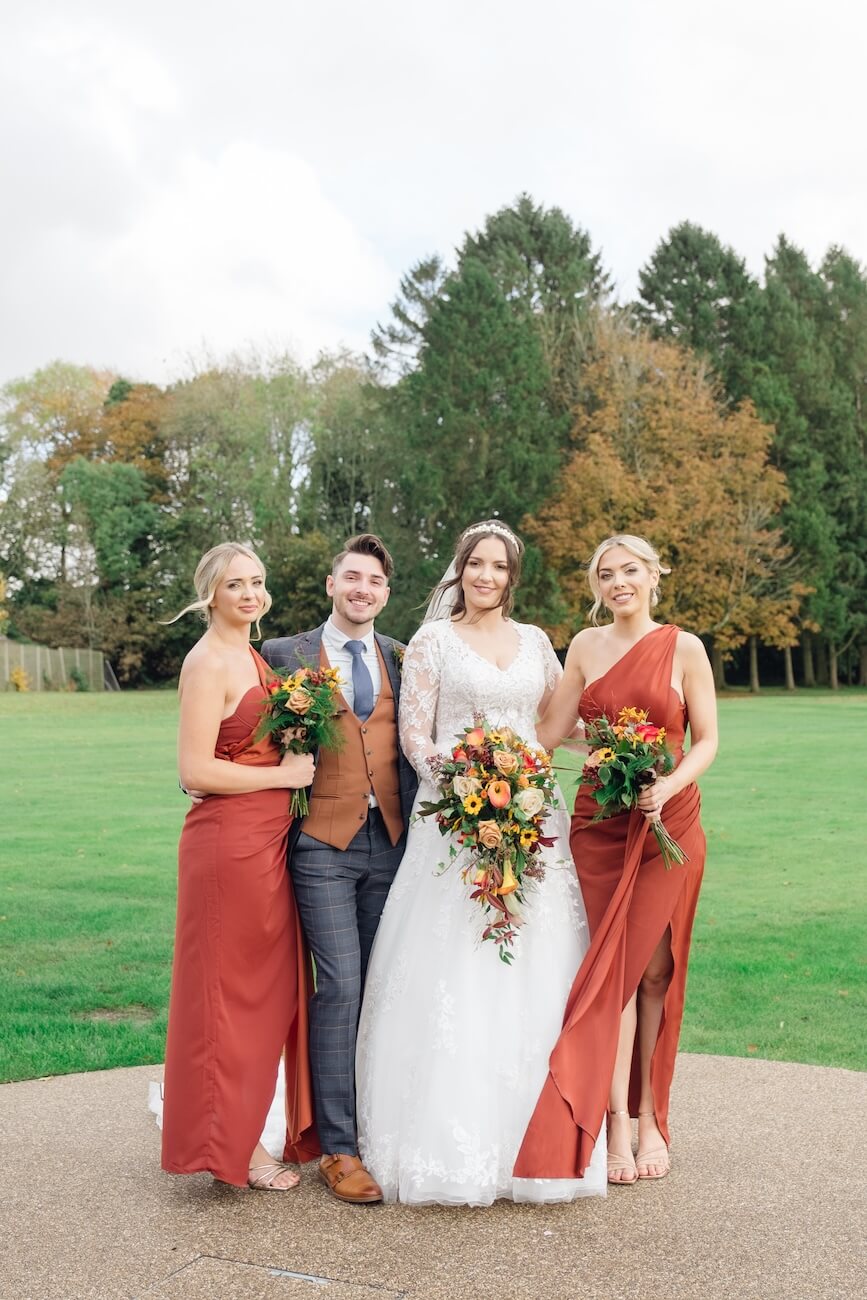 Bride with her bridal party at Standon Hall