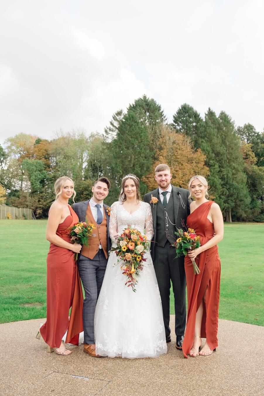 Bride and bridesmaids at Standon Hall