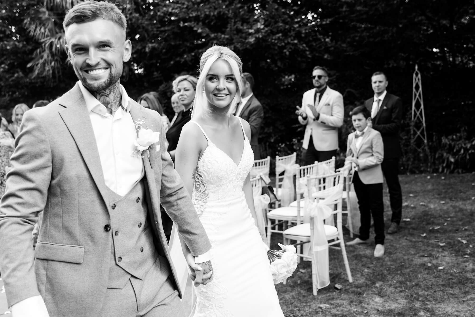Outdoor ceremony at Warwick House wedding venue