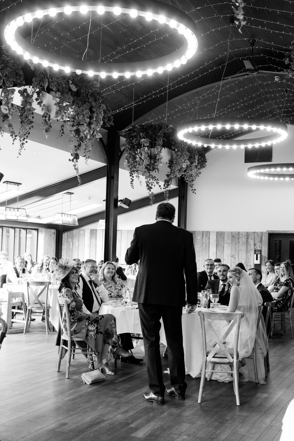 Father of the bride during his wedding speech at Foxtail Barns