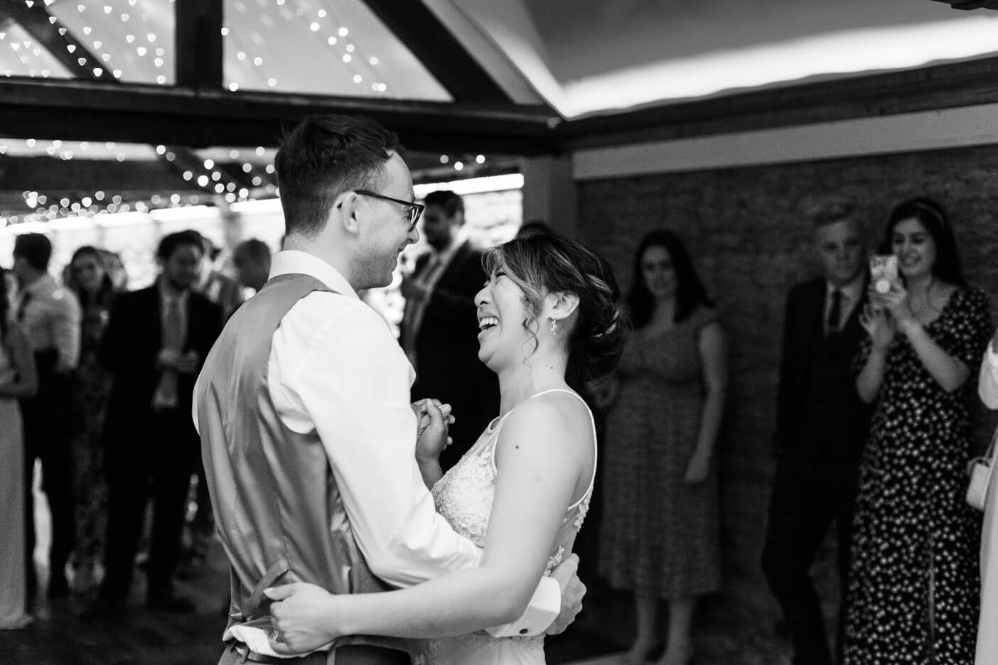 Bride and groom's first dance at Birtsmorton Court