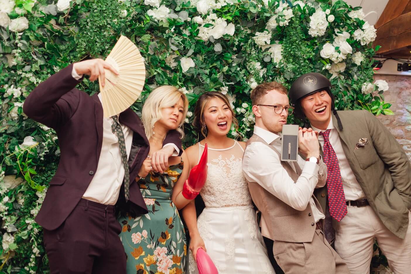 Guests enjoying the photo booth at Birtsmorton Court