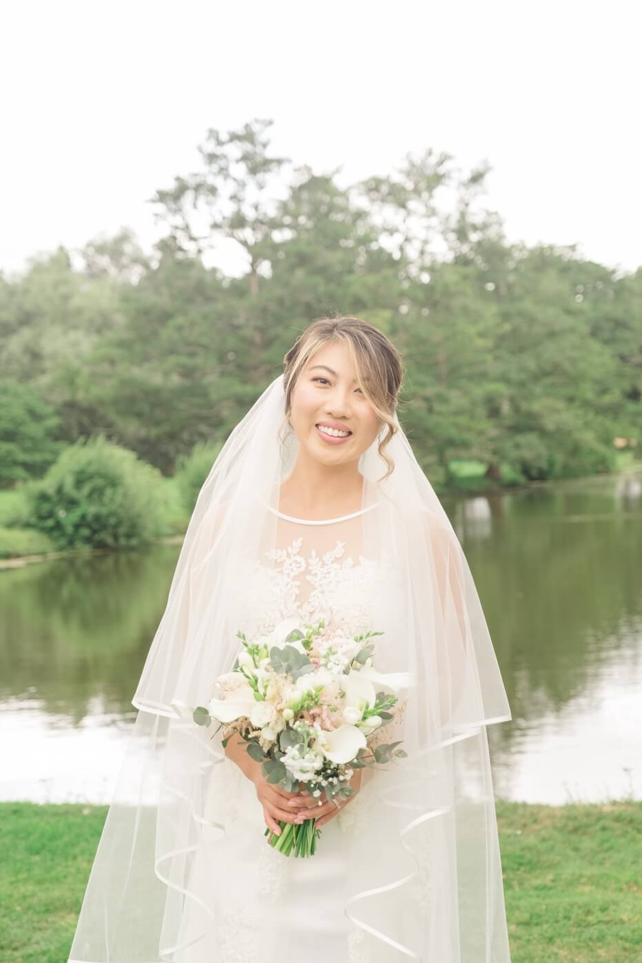 Bride portrait in the gardens at Birtsmorton Court