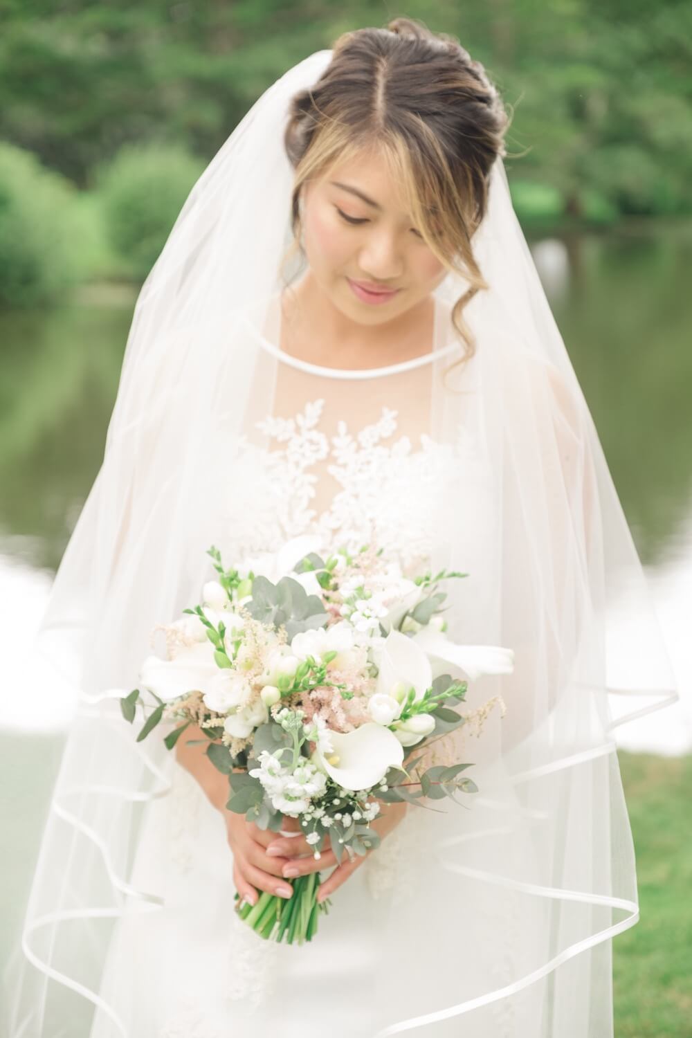 Relaxed bride portrait at Birtsmorton Court in Worcestershire