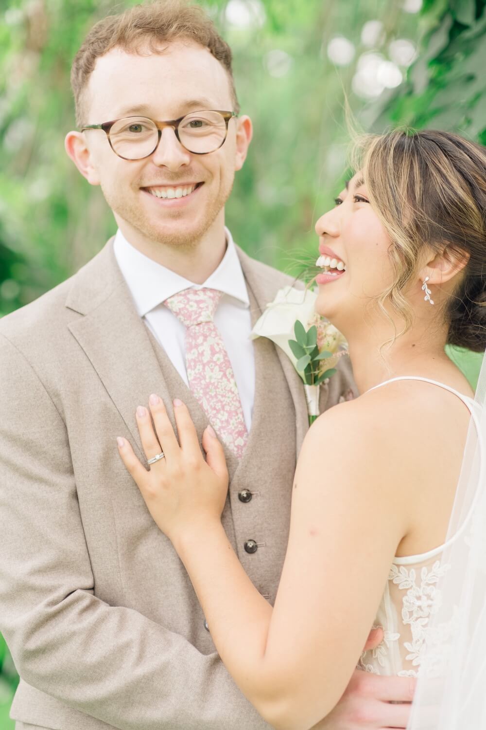 Bride and groom portrait at Birtsmorton Court